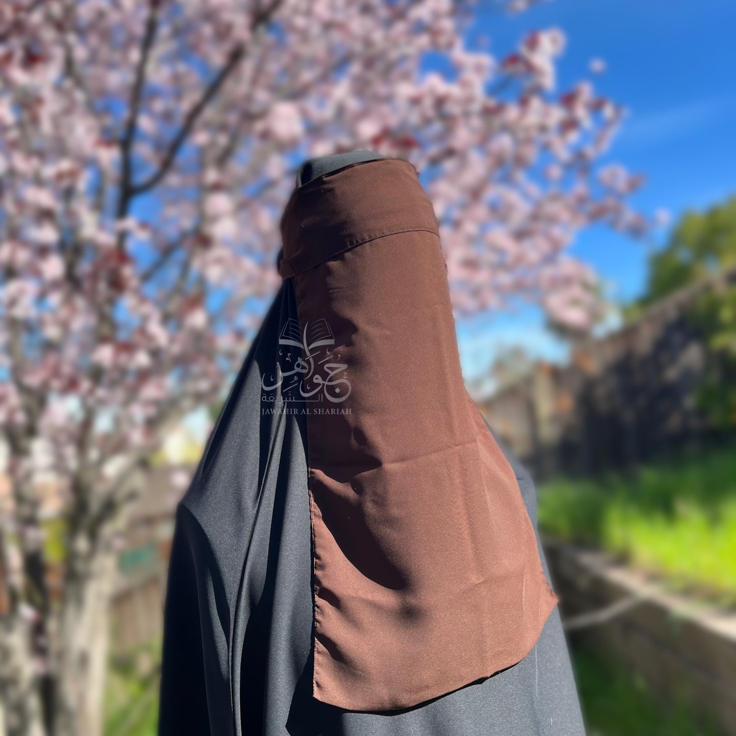 One layer FLAP niqab - Dark brown