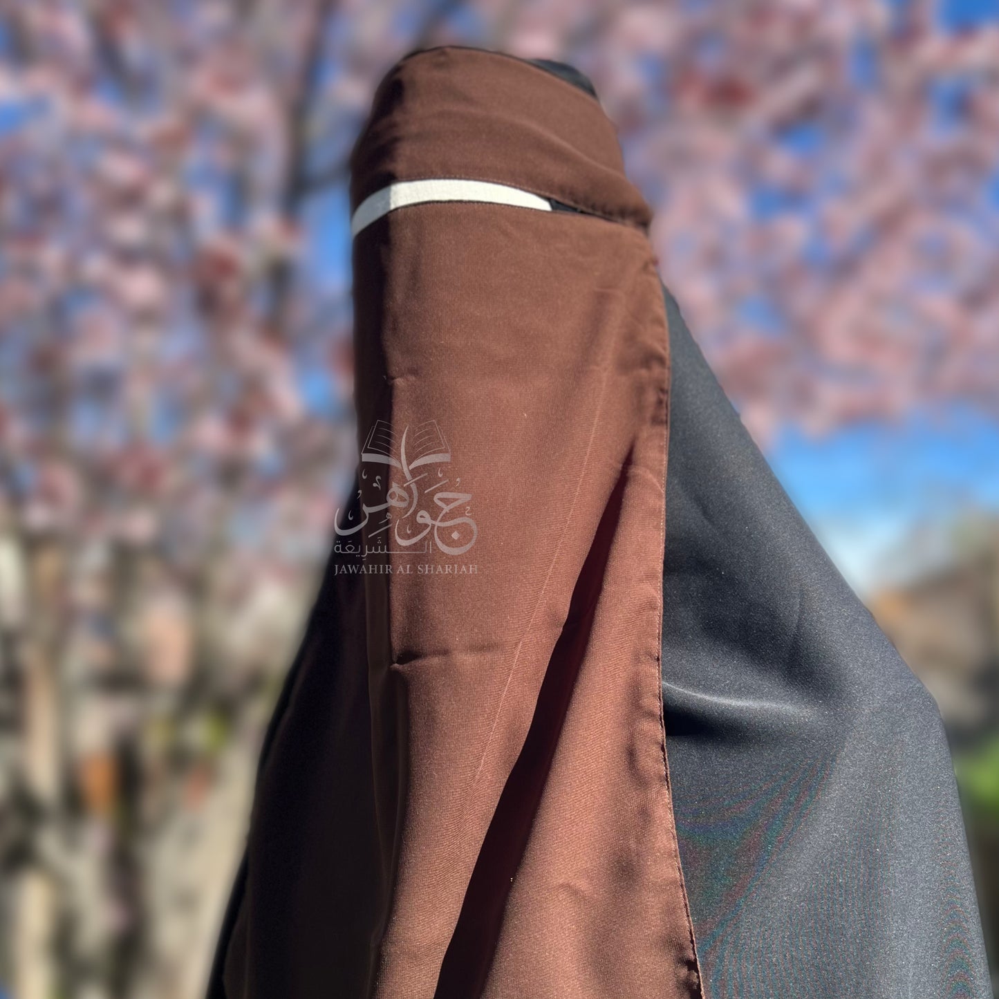 One layer FLAP niqab - Dark brown