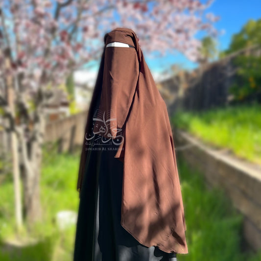 Three layer niqab - Dark brown