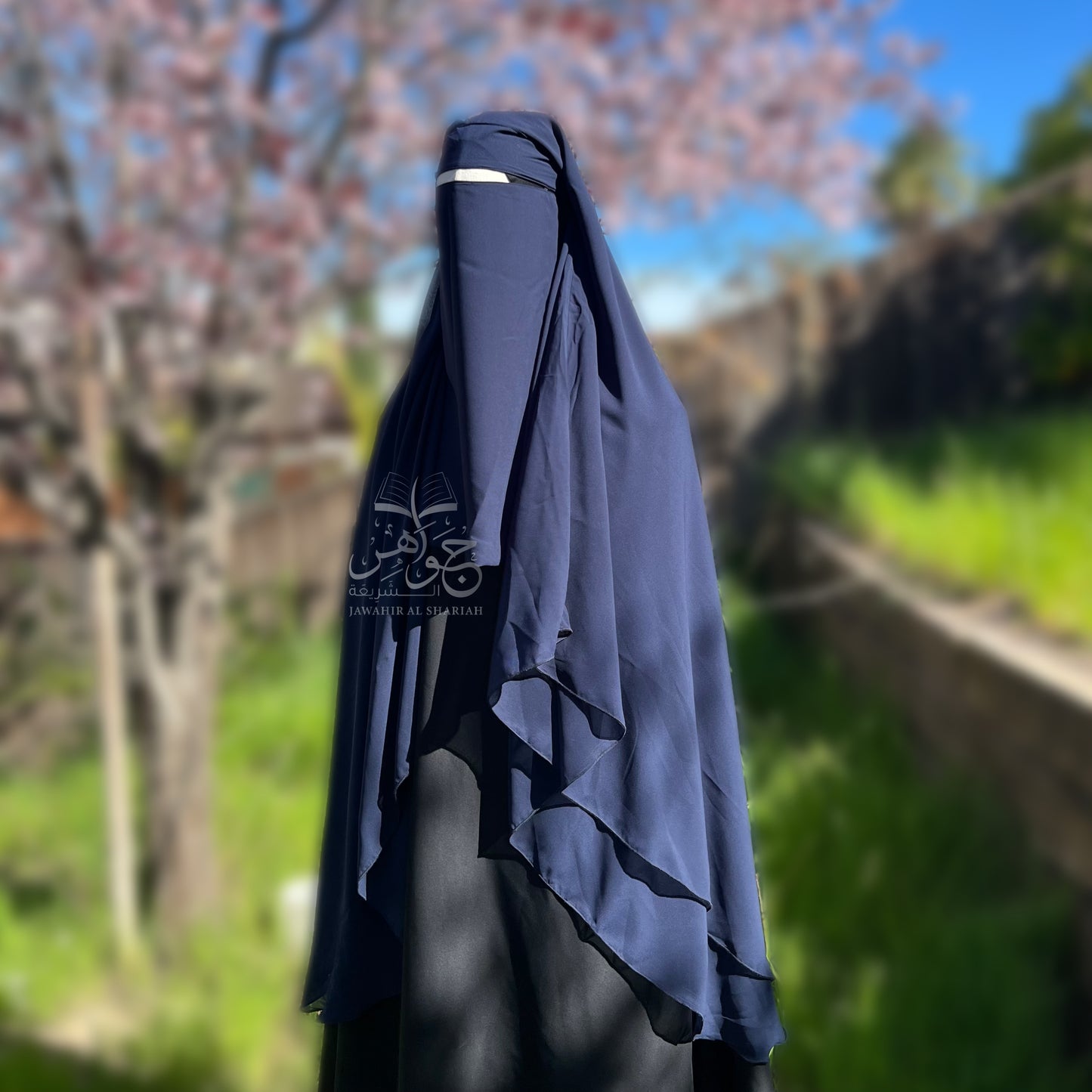 Three layer niqab - Navy blue